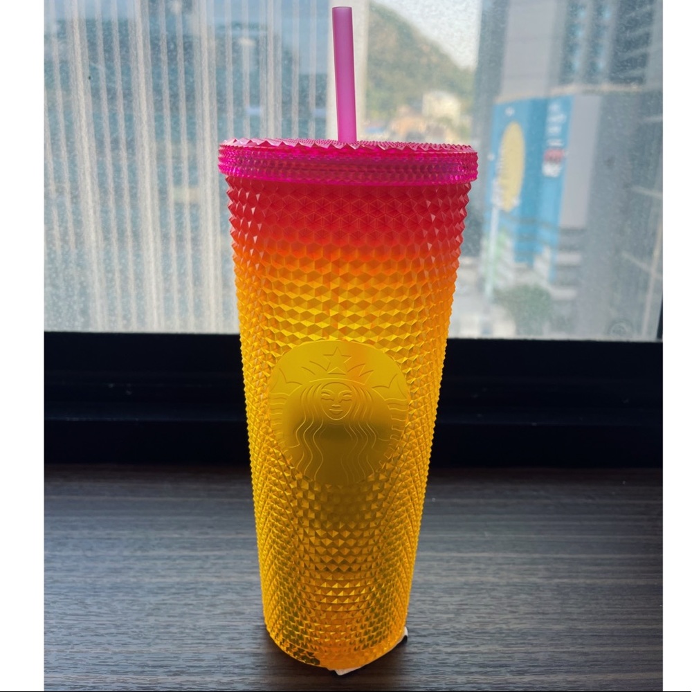 Starbucks Korea 2022 Summer Studded Ombré Pink Yellow Tumbler